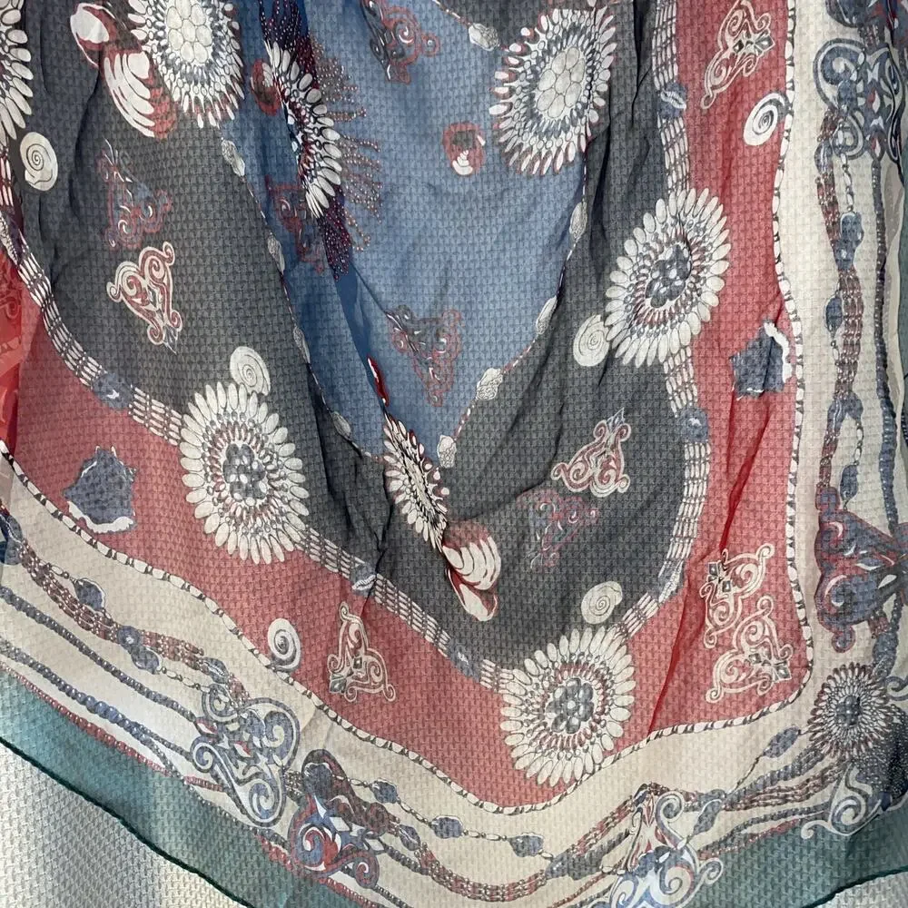 Rodier 100% Silk Square Scarf Nautical Design 34”x34” Navy Green Red Cream New